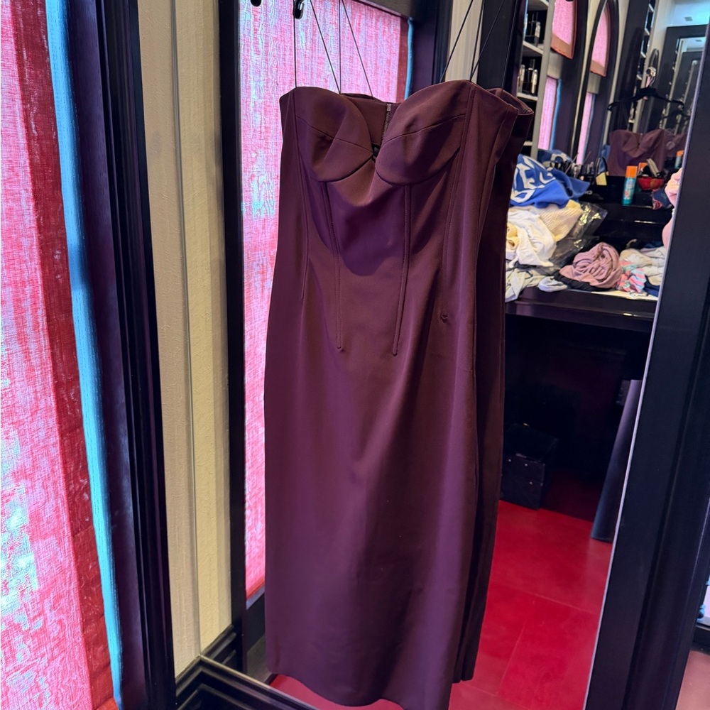 Elegant Skinny-Strap Burgundy Corset Stretch Dress -Lake Studio